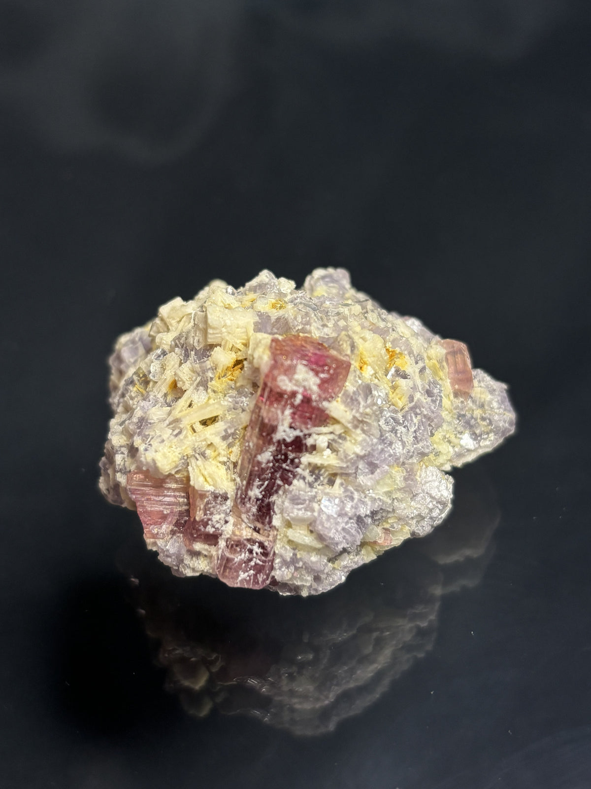 Rubelite Tourmalines with Lepidolite on matrix, 77g